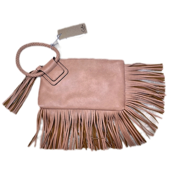 Handbags - NWT Chic Vegan Fringe Bag in Pink